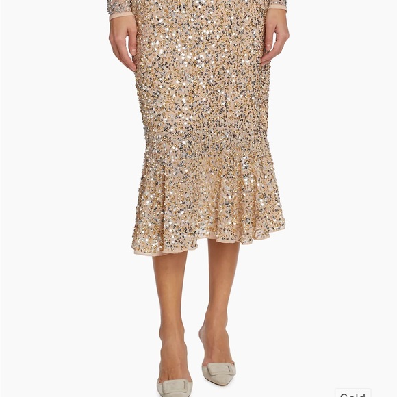 Adrianna papell 3/4 sleeves fully colorful sequins round neck midi dress - Picture 11 of 11